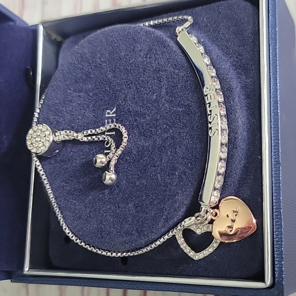 BRILLIANCE Silver Sister Bracelet with Swarovski Crystals NWT - Picture 3 of 8